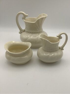 Vintage Lenox Colonial Collection Ivory Porcelain Creamer, Sugar and Pitcher Set